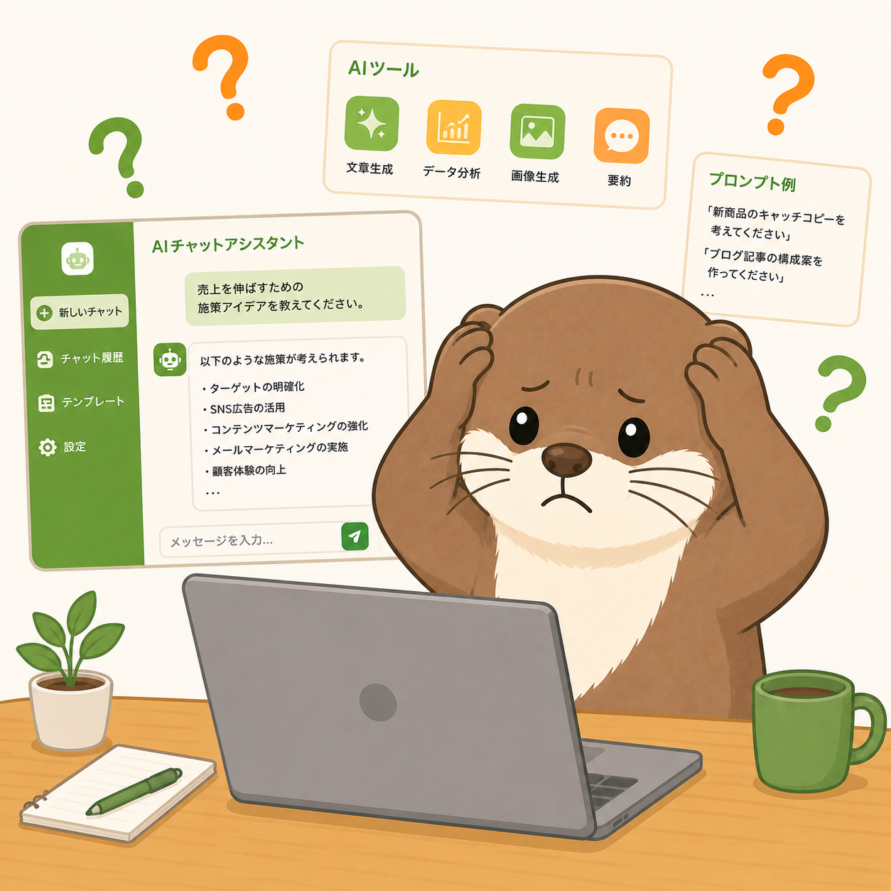 悩むイラスト