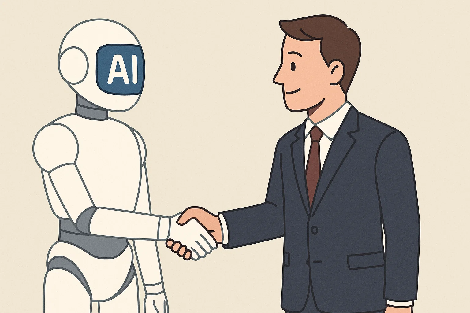 A Iと人が握手のイラスト